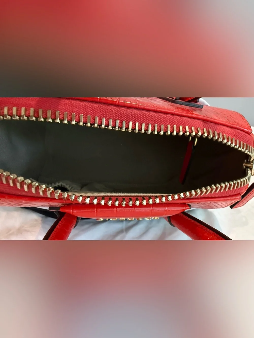 Givenchy Red Orange Croc-Embossed Antigona Mini Satchel